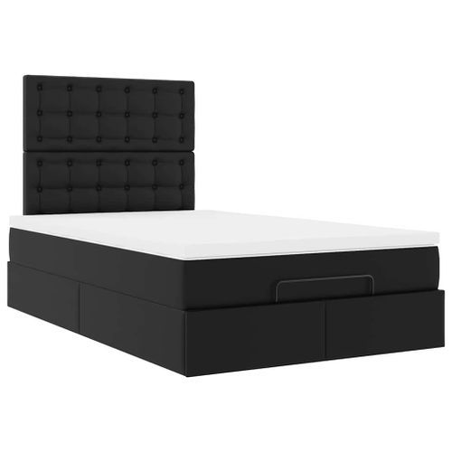 Cadre de lit ottoman avec matelas noir 120x190 cm similicuir - Photo n°2; ?>