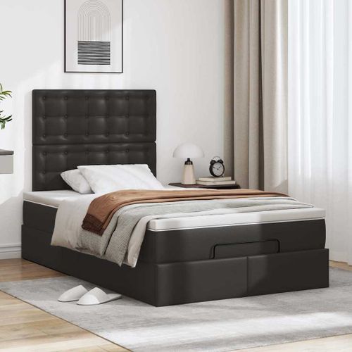 Cadre de lit ottoman avec matelas noir 120x190 cm similicuir - Photo n°3; ?>