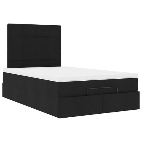 Cadre de lit ottoman avec matelas noir 120x190 cm tissu - Photo n°2; ?>