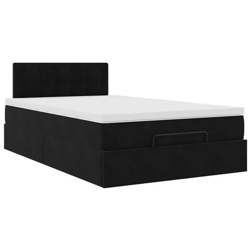 Cadre de lit ottoman avec matelas noir 120x190 cm velours - Photo n°2; ?>