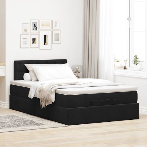 Cadre de lit ottoman avec matelas noir 120x190 cm velours - Photo n°3; ?>