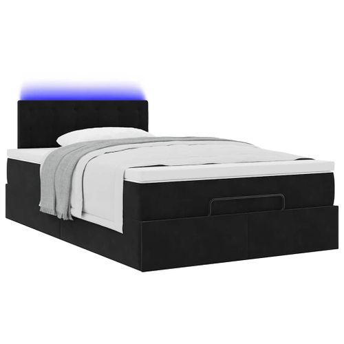 Cadre de lit ottoman avec matelas noir 120x190 cm velours - Photo n°3; ?>