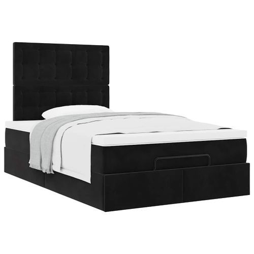 Cadre de lit ottoman avec matelas noir 120x190 cm velours - Photo n°2; ?>