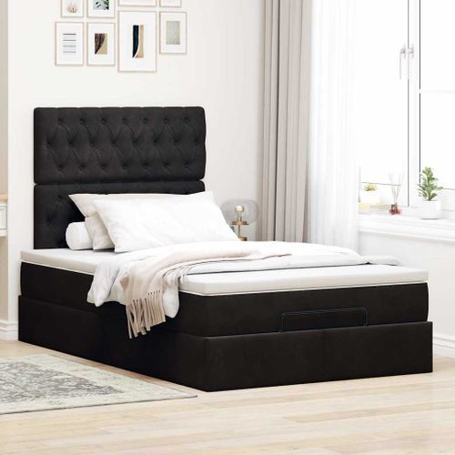 Cadre de lit ottoman avec matelas noir 120x190 cm velours - Photo n°3; ?>