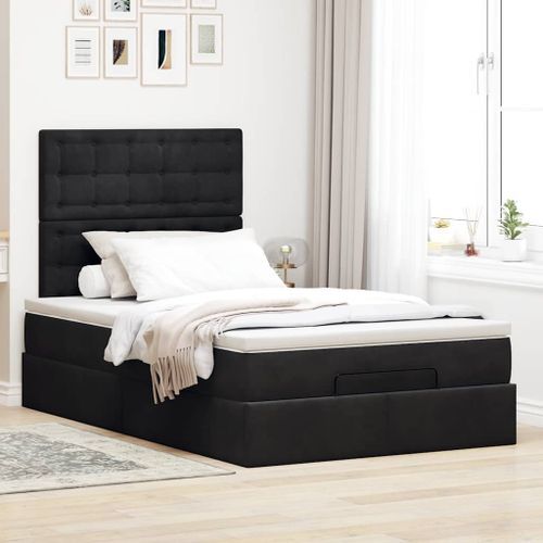 Cadre de lit ottoman avec matelas noir 120x190 cm velours - Photo n°3; ?>