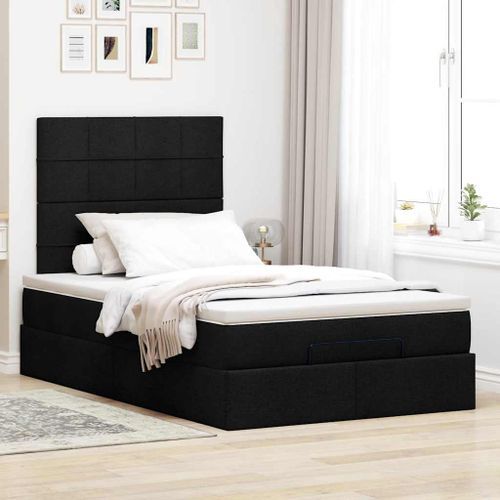 Cadre de lit ottoman avec matelas noir 120x200cm tissu - Photo n°3; ?>