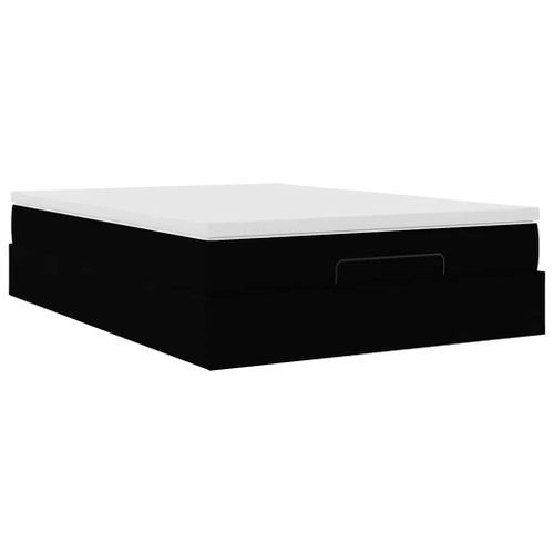 Cadre de lit ottoman avec matelas noir 140x190 cm similicuir - Photo n°2; ?>