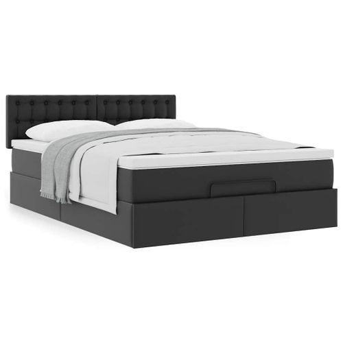 Cadre de lit ottoman avec matelas noir 140x190 cm similicuir - Photo n°2; ?>