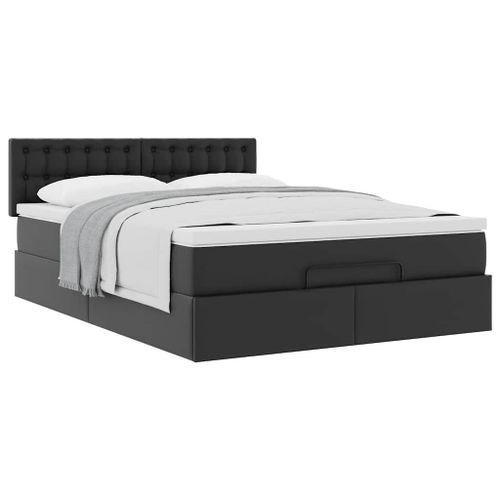 Cadre de lit ottoman avec matelas noir 140x190 cm similicuir - Photo n°3; ?>