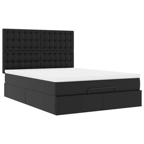 Cadre de lit ottoman avec matelas noir 140x190 cm similicuir - Photo n°2; ?>