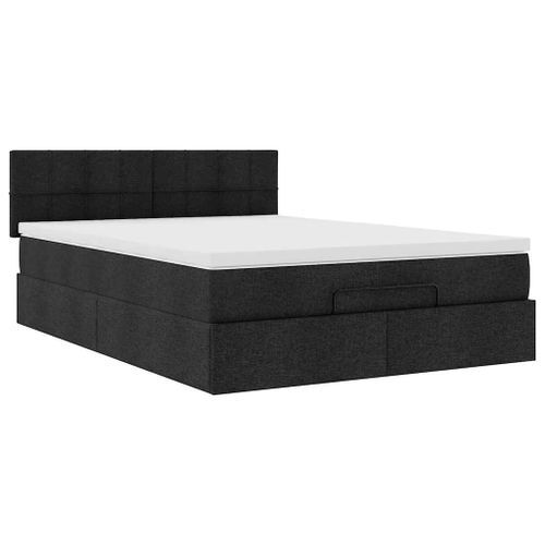 Cadre de lit ottoman avec matelas noir 140x190 cm tissu - Photo n°2; ?>