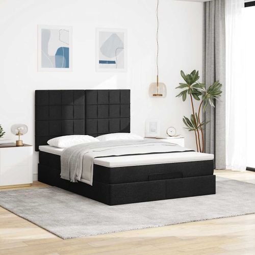 Cadre de lit ottoman avec matelas noir 140x190 cm tissu - Photo n°3; ?>