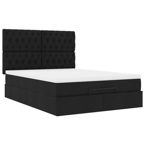 Cadre de lit ottoman avec matelas noir 140x190 cm tissu - Photo n°2; ?>