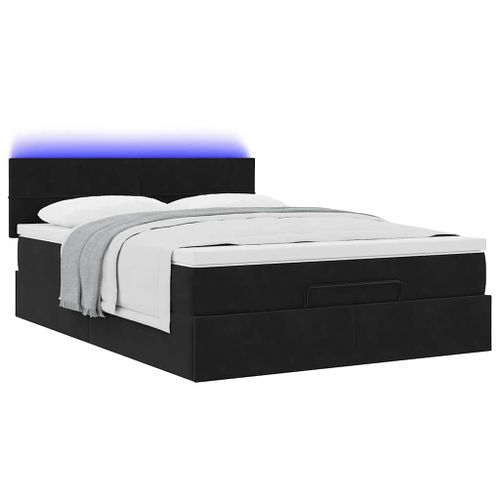 Cadre de lit ottoman avec matelas noir 140x190 cm velours - Photo n°3; ?>