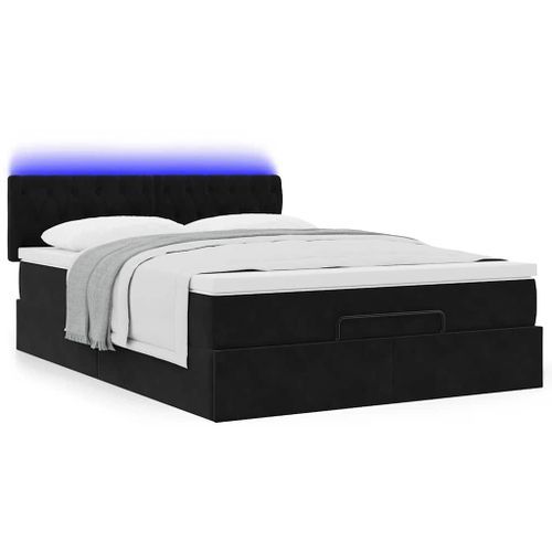 Cadre de lit ottoman avec matelas noir 140x190 cm velours - Photo n°3; ?>