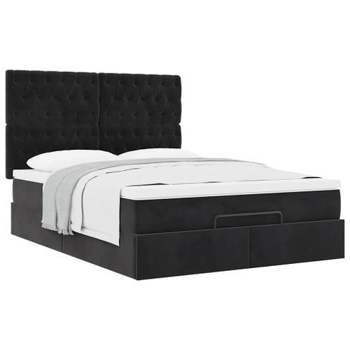 Cadre de lit ottoman avec matelas noir 140x190 cm velours - Photo n°2; ?>