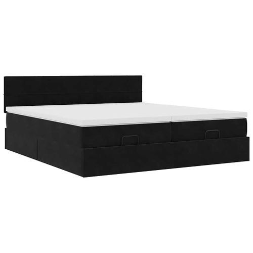 Cadre de lit ottoman avec matelas noir 160x200 cm velours - Photo n°2; ?>