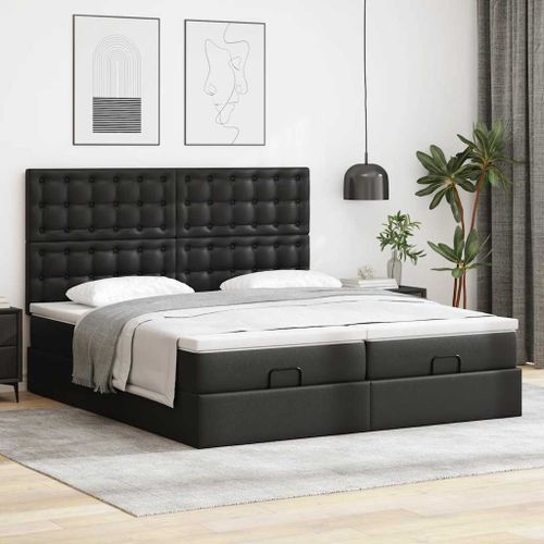 Cadre de lit ottoman avec matelas noir 180x200 cm similicuir - Photo n°3; ?>