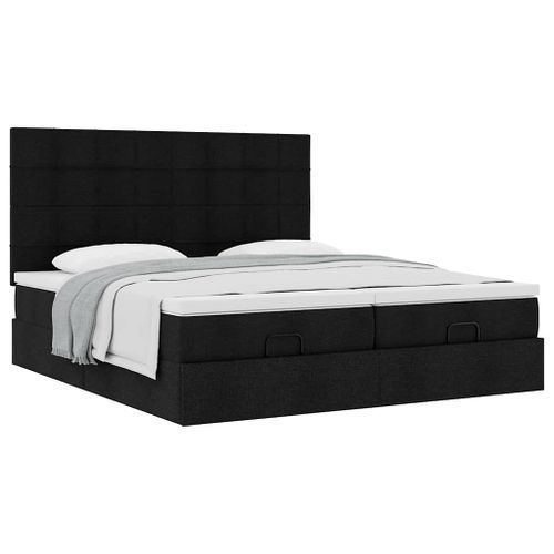 Cadre de lit ottoman avec matelas noir 180x200cm tissu - Photo n°2; ?>