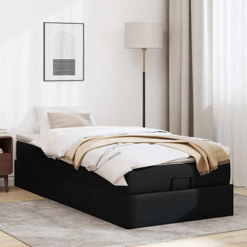 Cadre de lit ottoman avec matelas noir 80x200 cm similicuir - Photo n°3; ?>