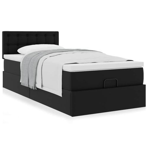 Cadre de lit ottoman avec matelas noir 80x200 cm similicuir - Photo n°2; ?>