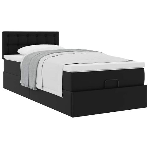 Cadre de lit ottoman avec matelas noir 80x200 cm similicuir - Photo n°3; ?>