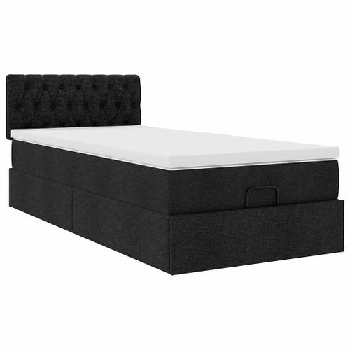 Cadre de lit ottoman avec matelas noir 80x200 cm tissu - Photo n°2; ?>