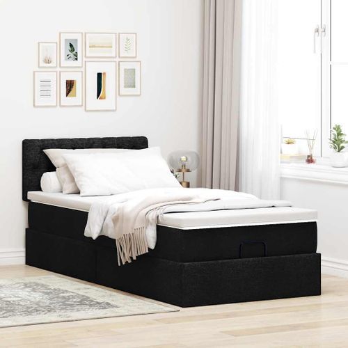 Cadre de lit ottoman avec matelas noir 80x200 cm tissu - Photo n°3; ?>