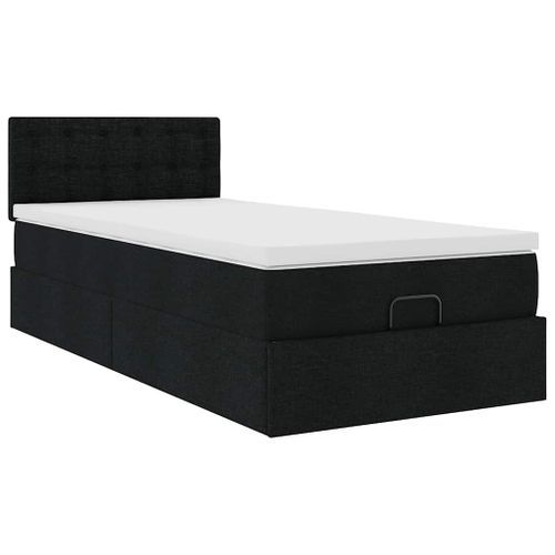 Cadre de lit ottoman avec matelas noir 80x200 cm tissu - Photo n°2; ?>