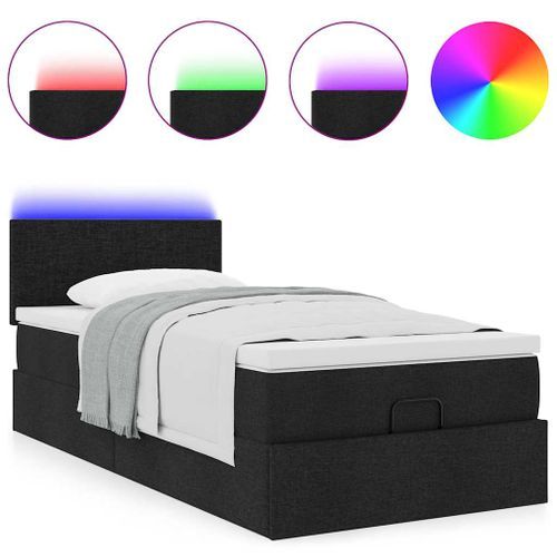 Cadre de lit ottoman avec matelas noir 80x200 cm tissu - Photo n°2; ?>