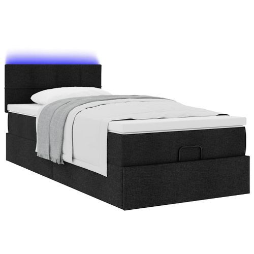 Cadre de lit ottoman avec matelas noir 80x200 cm tissu - Photo n°3; ?>