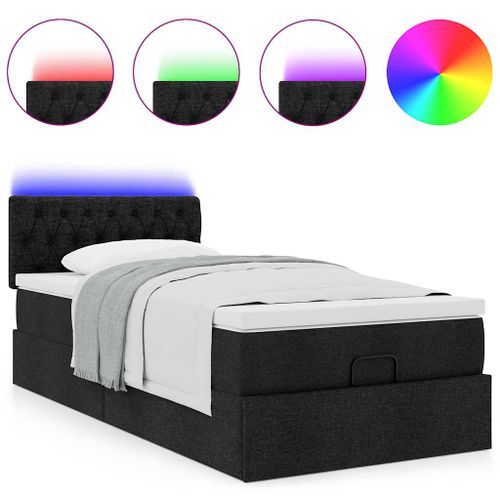 Cadre de lit ottoman avec matelas noir 80x200 cm tissu - Photo n°2; ?>