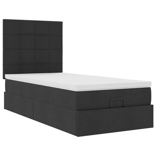 Cadre de lit ottoman avec matelas noir 80x200 cm tissu - Photo n°2; ?>