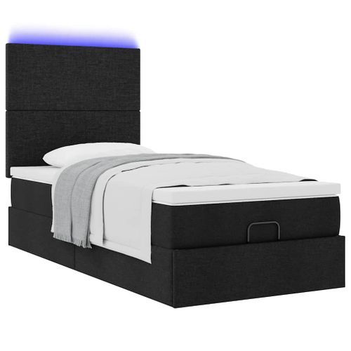 Cadre de lit ottoman avec matelas noir 80x200 cm tissu - Photo n°3; ?>