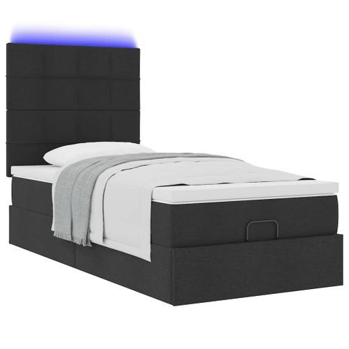 Cadre de lit ottoman avec matelas noir 80x200 cm tissu - Photo n°3; ?>