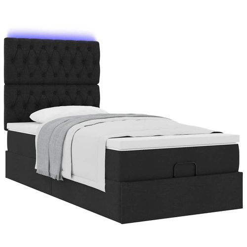 Cadre de lit ottoman avec matelas noir 80x200 cm tissu - Photo n°3; ?>