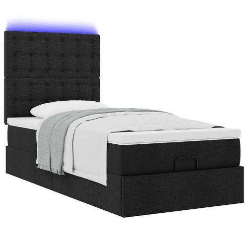 Cadre de lit ottoman avec matelas noir 80x200 cm tissu - Photo n°3; ?>