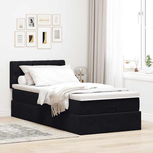 Cadre de lit ottoman avec matelas noir 80x200 cm velours - Photo n°3; ?>