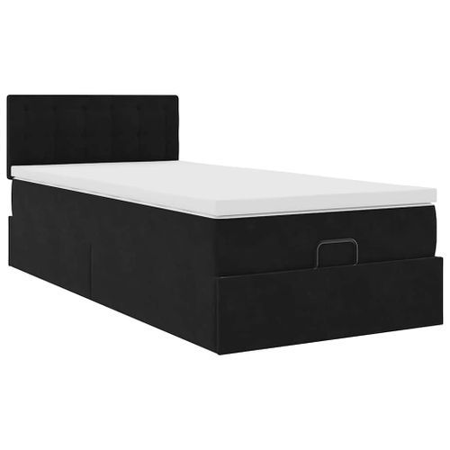 Cadre de lit ottoman avec matelas noir 80x200 cm velours - Photo n°2; ?>