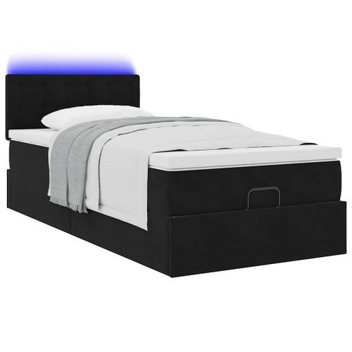 Cadre de lit ottoman avec matelas noir 80x200 cm velours - Photo n°3; ?>