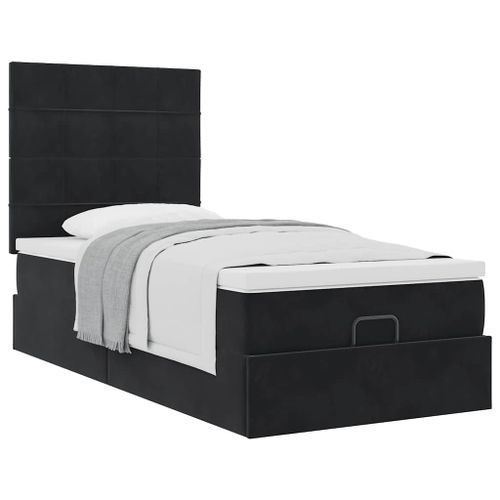 Cadre de lit ottoman avec matelas noir 80x200 cm velours - Photo n°2; ?>