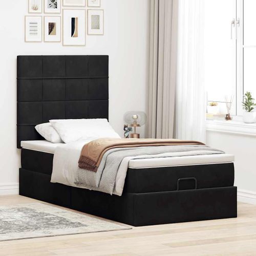 Cadre de lit ottoman avec matelas noir 80x200 cm velours - Photo n°3; ?>