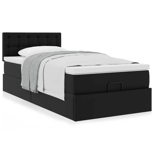 Cadre de lit ottoman avec matelas noir 90x190 cm similicuir - Photo n°2; ?>