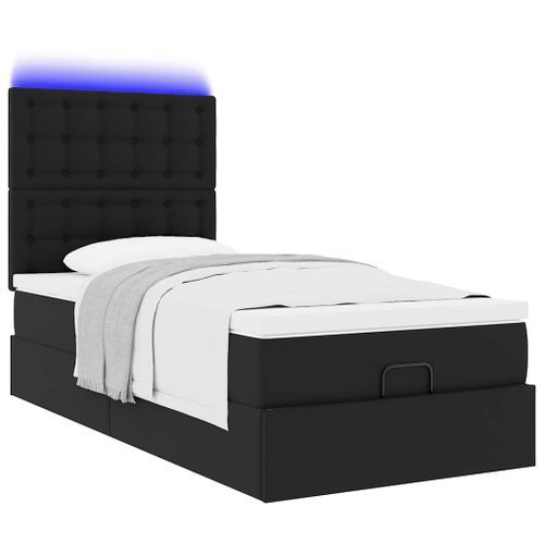 Cadre de lit ottoman avec matelas noir 90x190 cm similicuir - Photo n°3; ?>