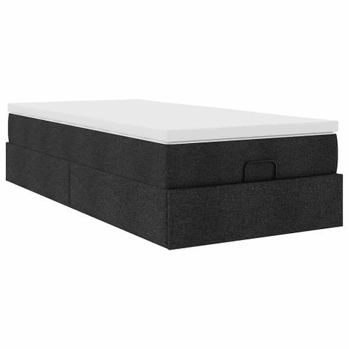 Cadre de lit ottoman avec matelas noir 90x190 cm tissu - Photo n°2; ?>