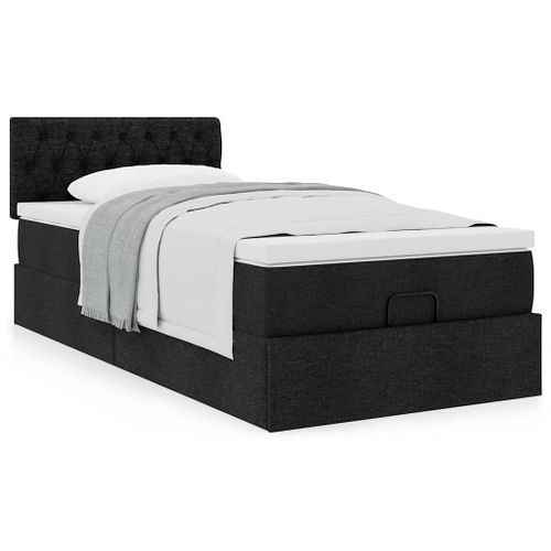 Cadre de lit ottoman avec matelas noir 90x190 cm tissu - Photo n°2; ?>