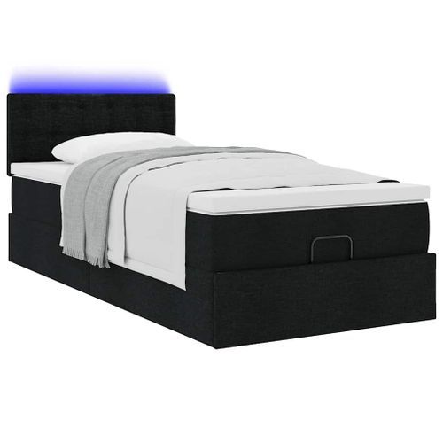 Cadre de lit ottoman avec matelas noir 90x190 cm tissu - Photo n°3; ?>