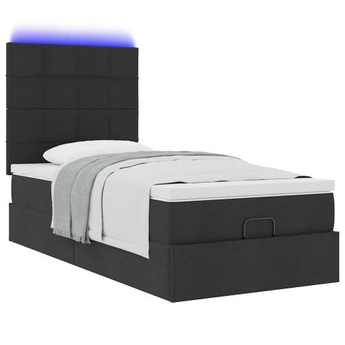 Cadre de lit ottoman avec matelas noir 90x190 cm tissu - Photo n°3; ?>