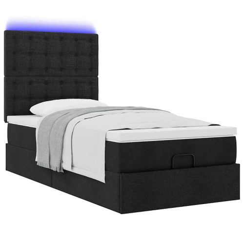 Cadre de lit ottoman avec matelas noir 90x190 cm tissu - Photo n°3; ?>