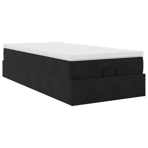 Cadre de lit ottoman avec matelas noir 90x190 cm velours - Photo n°2; ?>